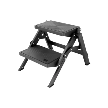 Berger AluStep Duo blackline składany podwójny stołek aluminiowy, kolor czarny (wysokość 38 cm)
