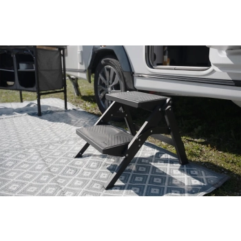 Berger AluStep Duo blackline składany podwójny stołek aluminiowy, kolor czarny (wysokość 38 cm)