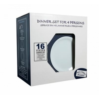 Zestaw obiadowy NAVY PINSTRIPE 16el. melamina Flamefield NPS0116